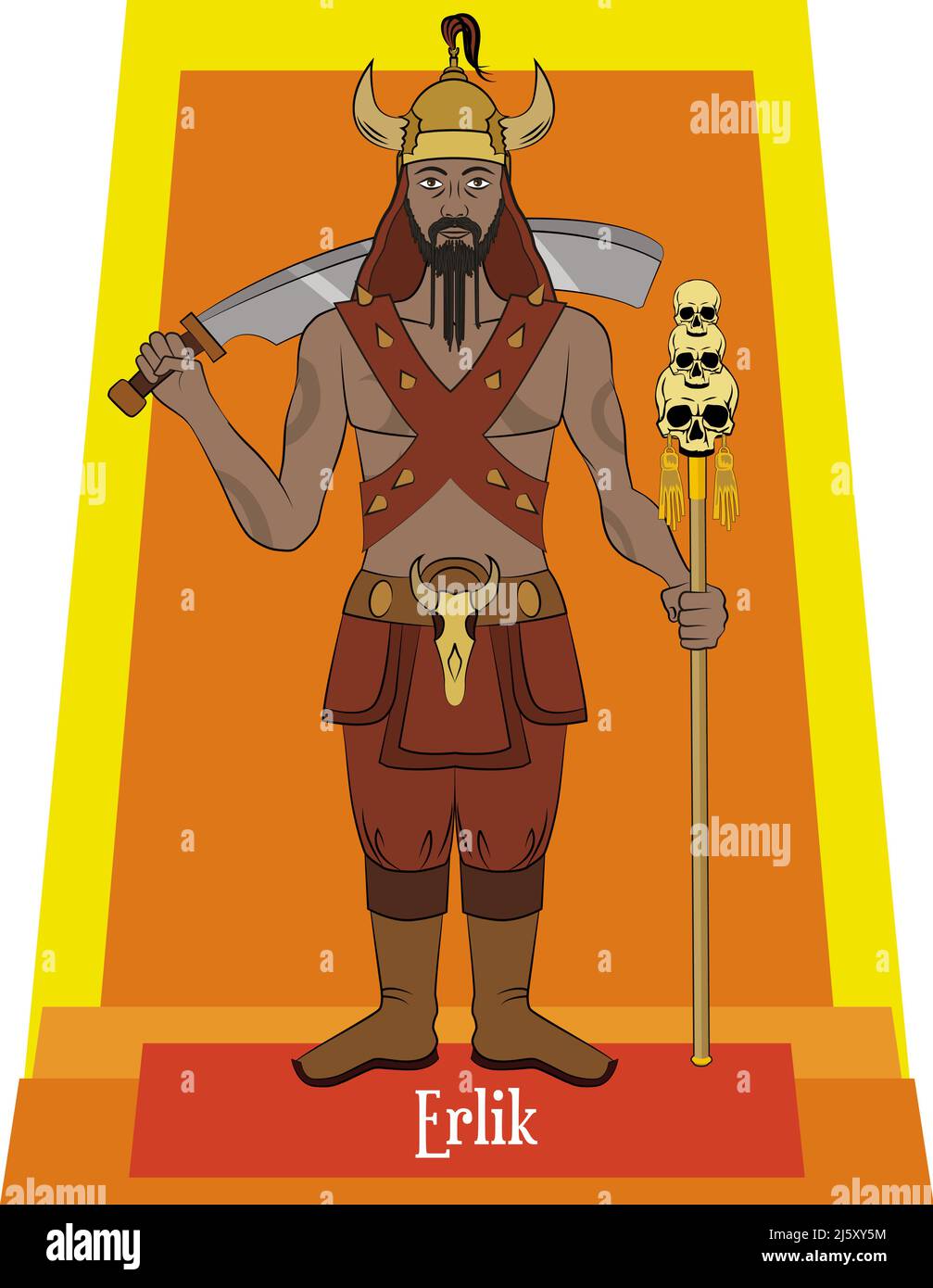 Vettore di illustrazione isolato di divinità mitiche mongolo, Erlik Illustrazione Vettoriale