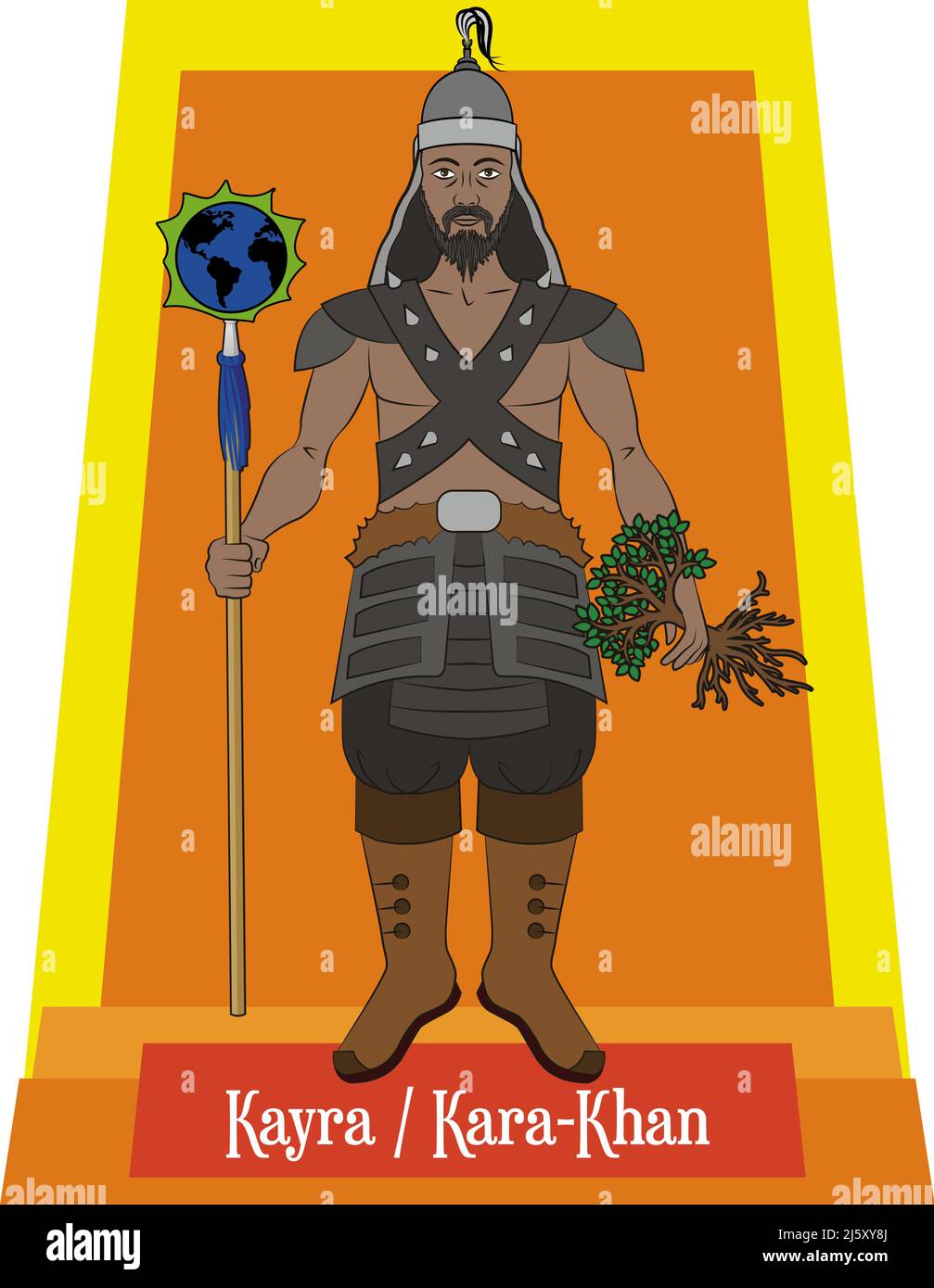 Vettore di illustrazione isolato di divinità mitiche mongolo, Kayra Illustrazione Vettoriale