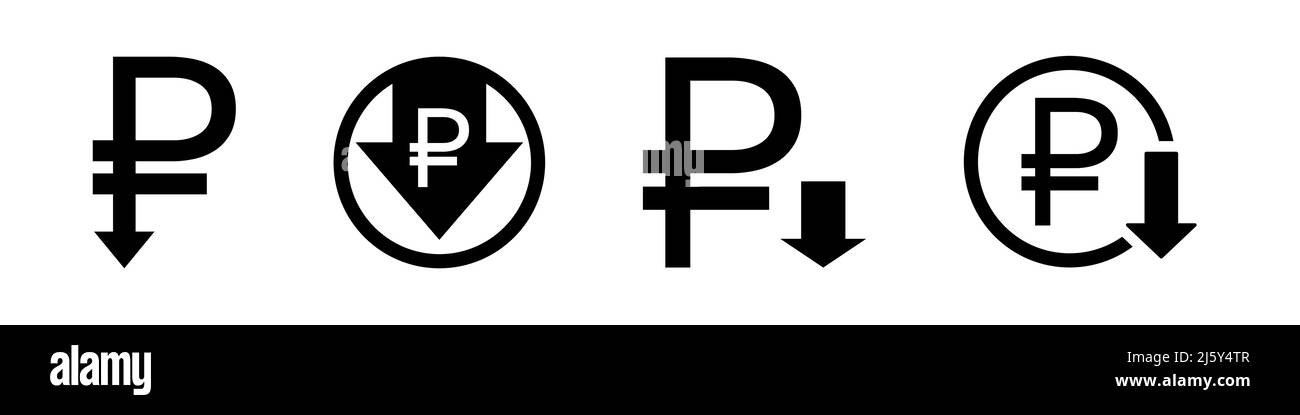 Set di icone Rabble Down in russo Illustrazione Vettoriale