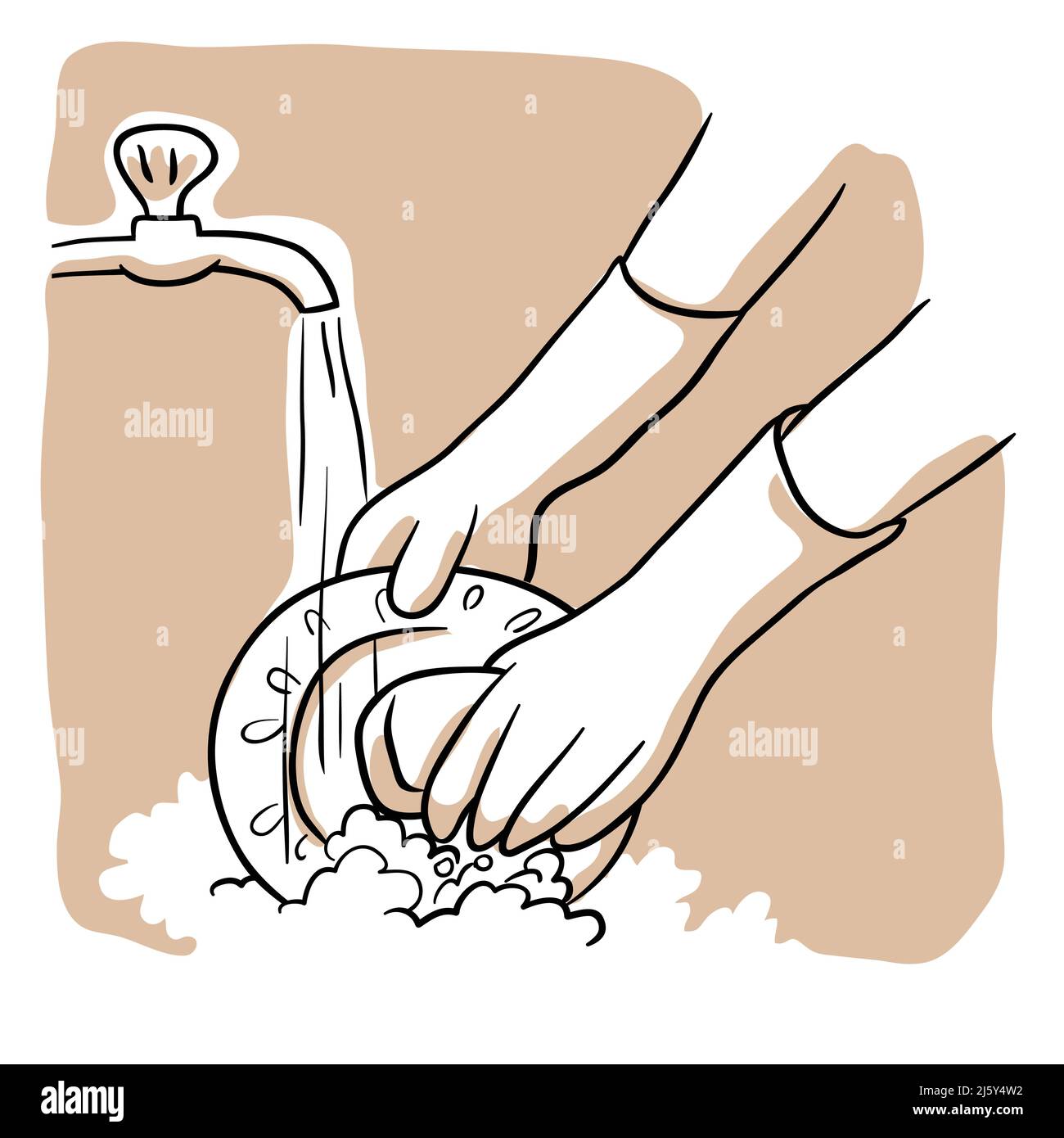 Stoviglie di lavaggio linea ART vettore Illustrazione Vettoriale