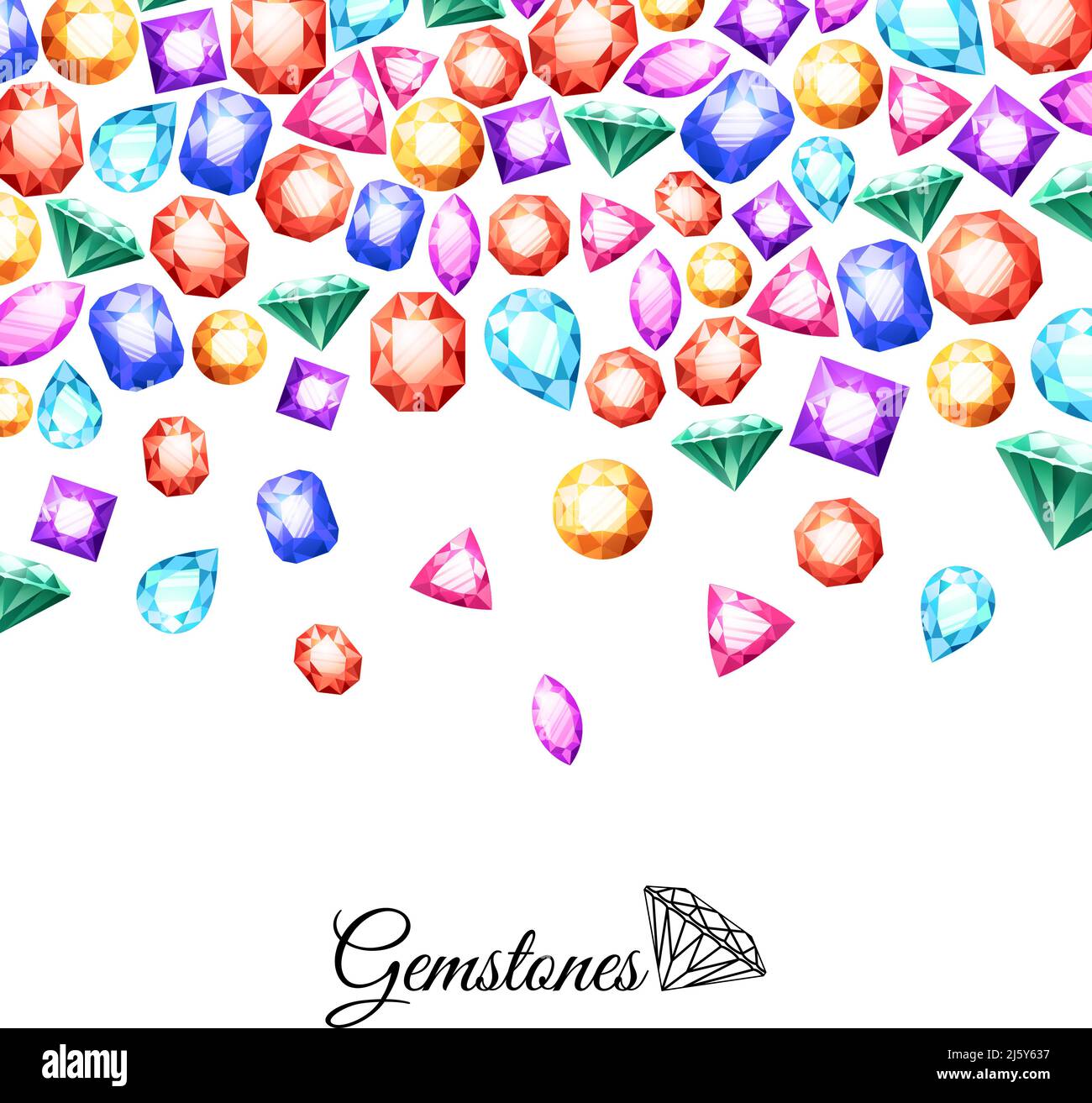 Sfondo di gemme scintillanti colorate con gioielli di cristallo di lusso illustrazione vettoriale Illustrazione Vettoriale