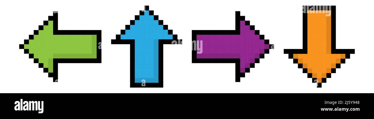 Icona pixel freccia Imposta design semplice Illustrazione Vettoriale