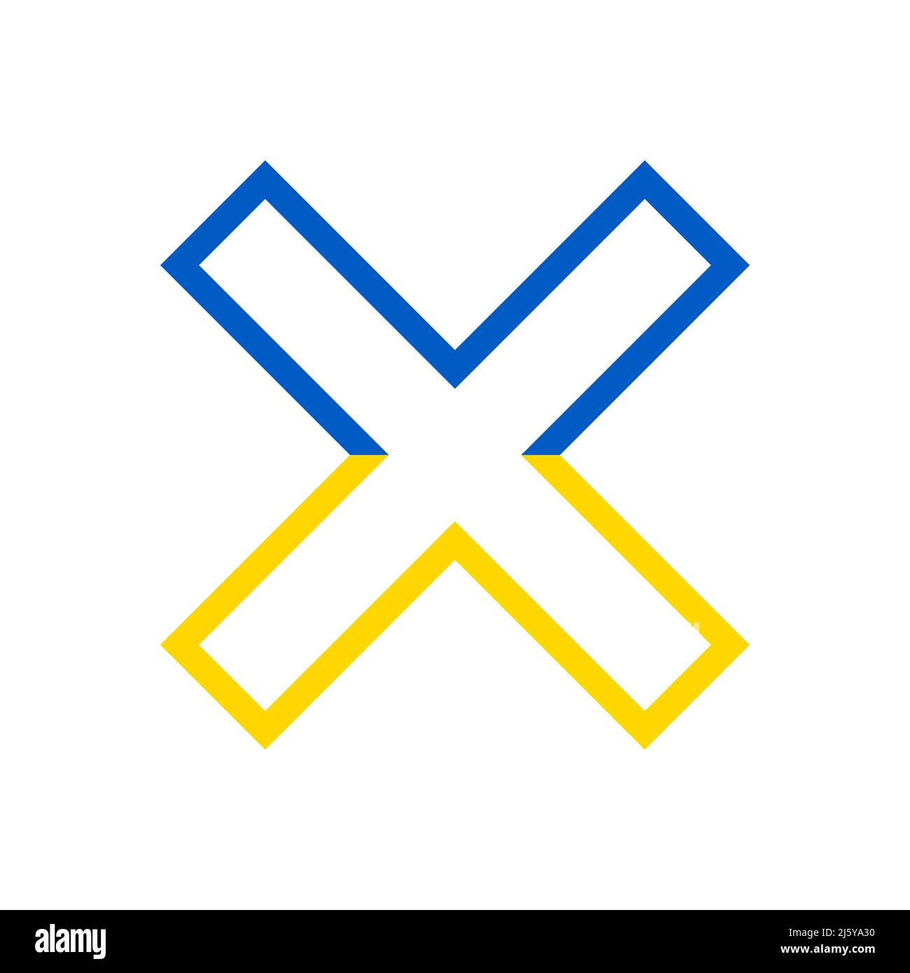 Croce in Ucraina colori. Nessuna guerra, icona di arresto della guerra Illustrazione Vettoriale