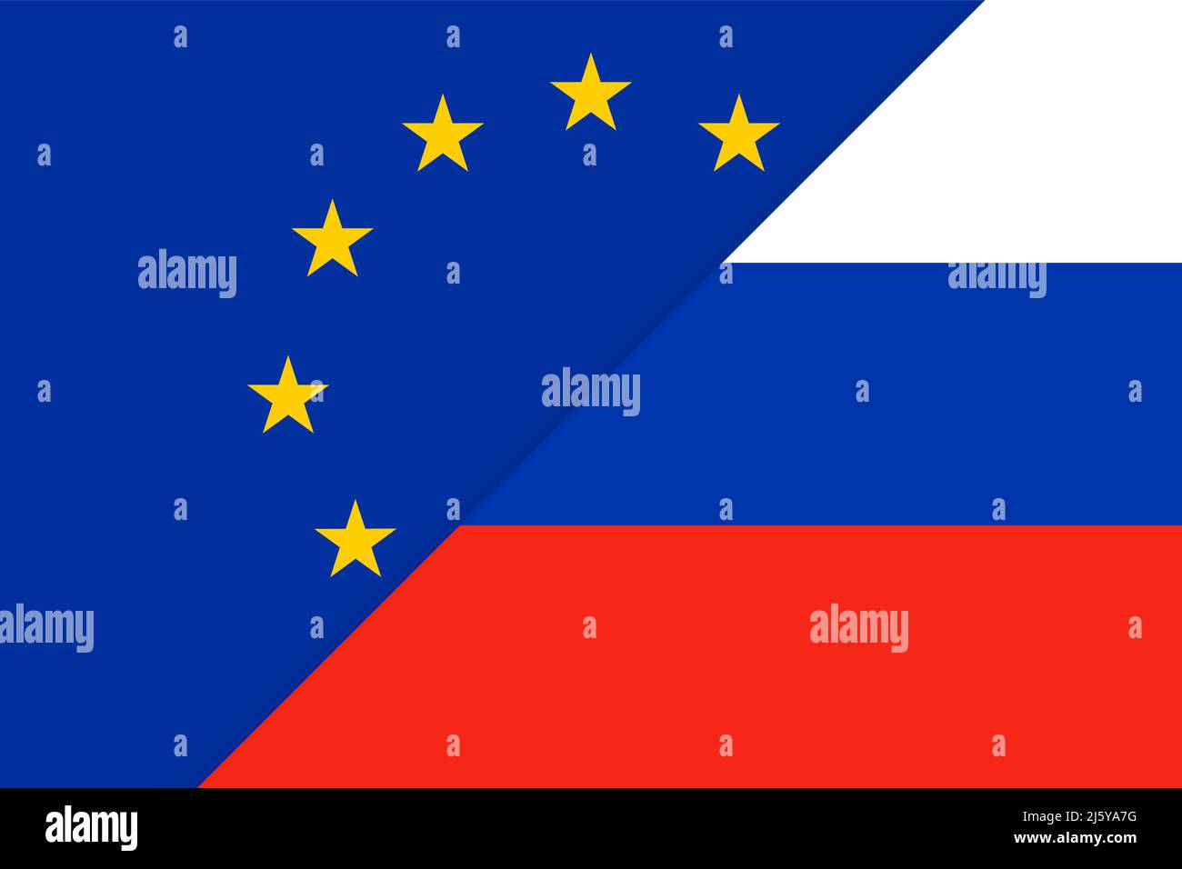 Bandiere Unione europea contro Russia Illustrazione Vettoriale