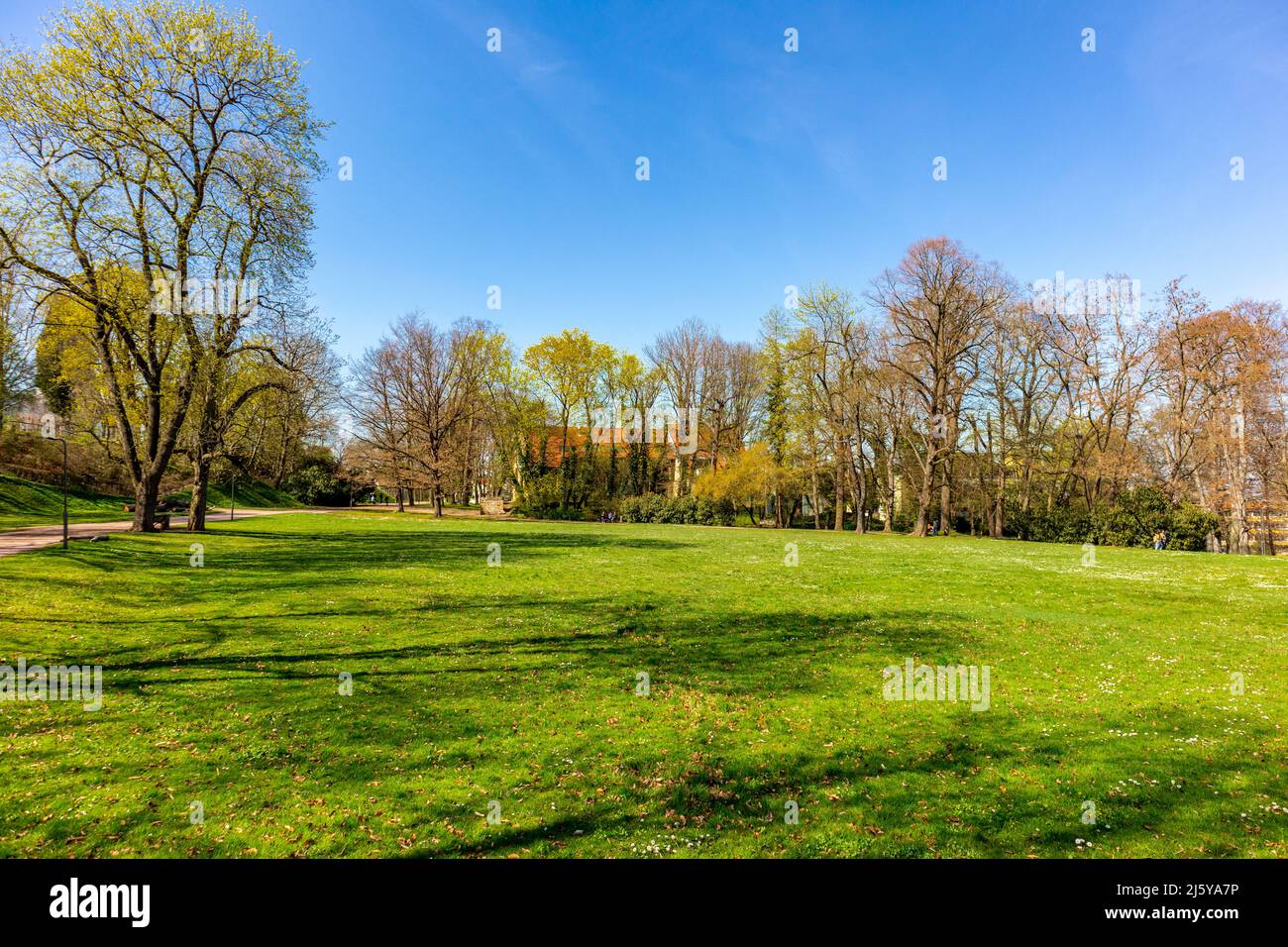 Giornata accogliente nel paesaggio del parco a Gotha - Turingia - Germania Foto Stock