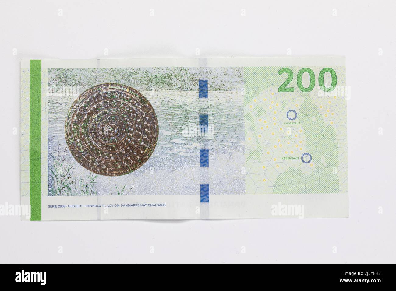 200 krone danese bolletta su sfondo bianco Foto Stock