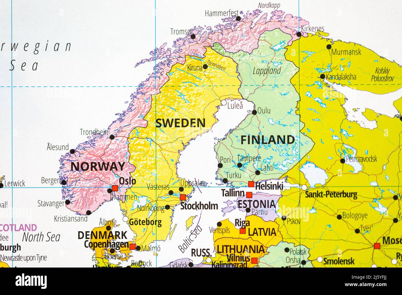 I paesi scandinavi sono associati a Norvegia, Svezia, Finlandia e Danimarca Foto Stock