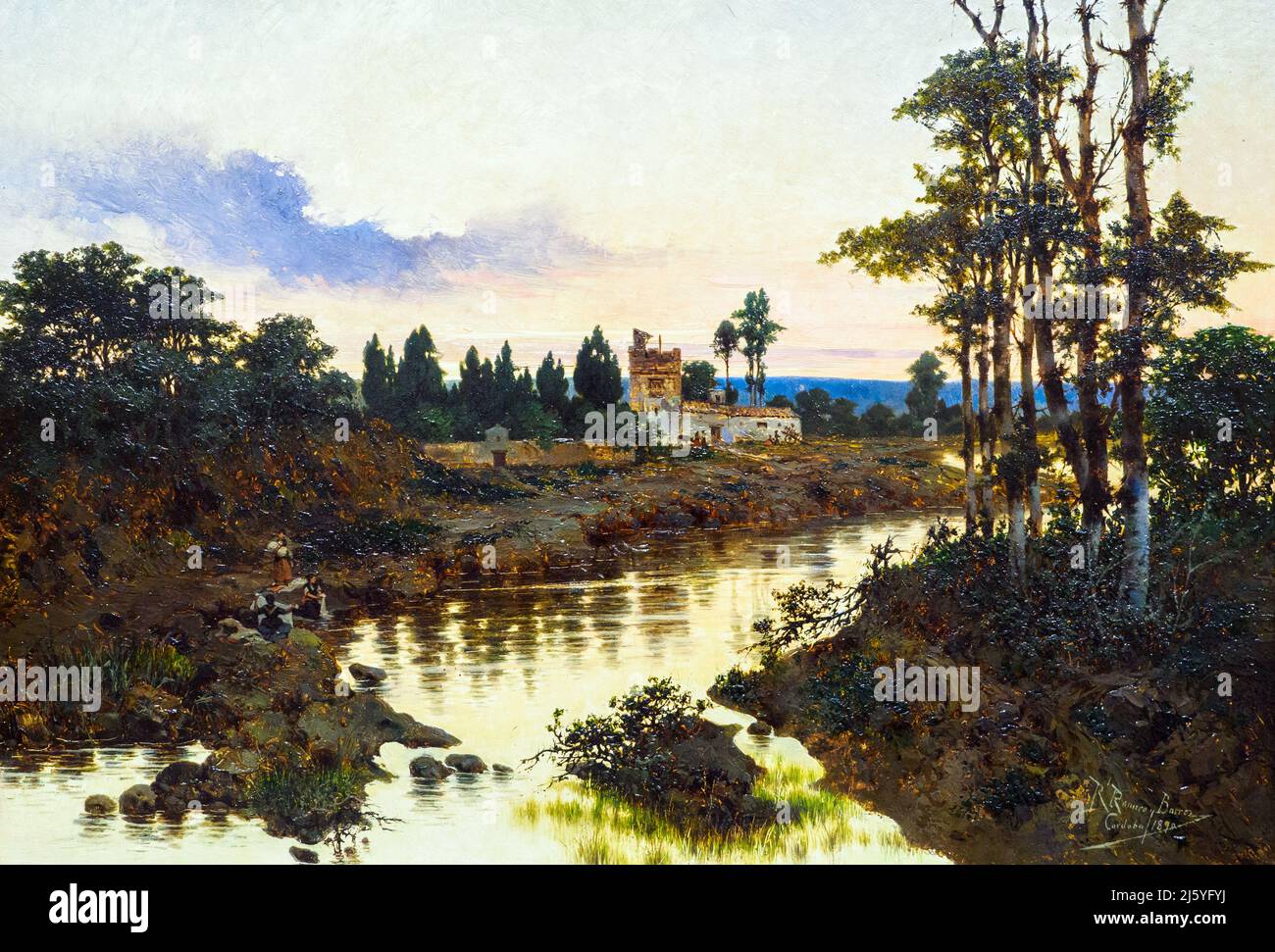 Crepuscolo (Dusk) (1890) di Rafael Romero Barros (1832-1895) olio su tavola Foto Stock
