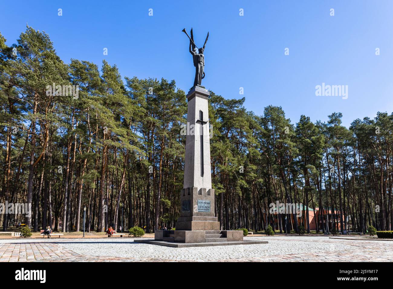 Il monumento dell'Angelo della libertà. Alytus, Lituania Foto Stock