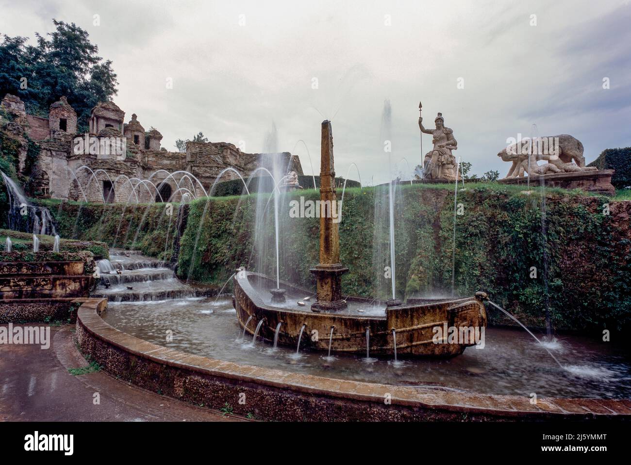 Tivoli, Villa d'Este, Renaissancegarten, Brunnen von Rom (Rometta) Foto Stock