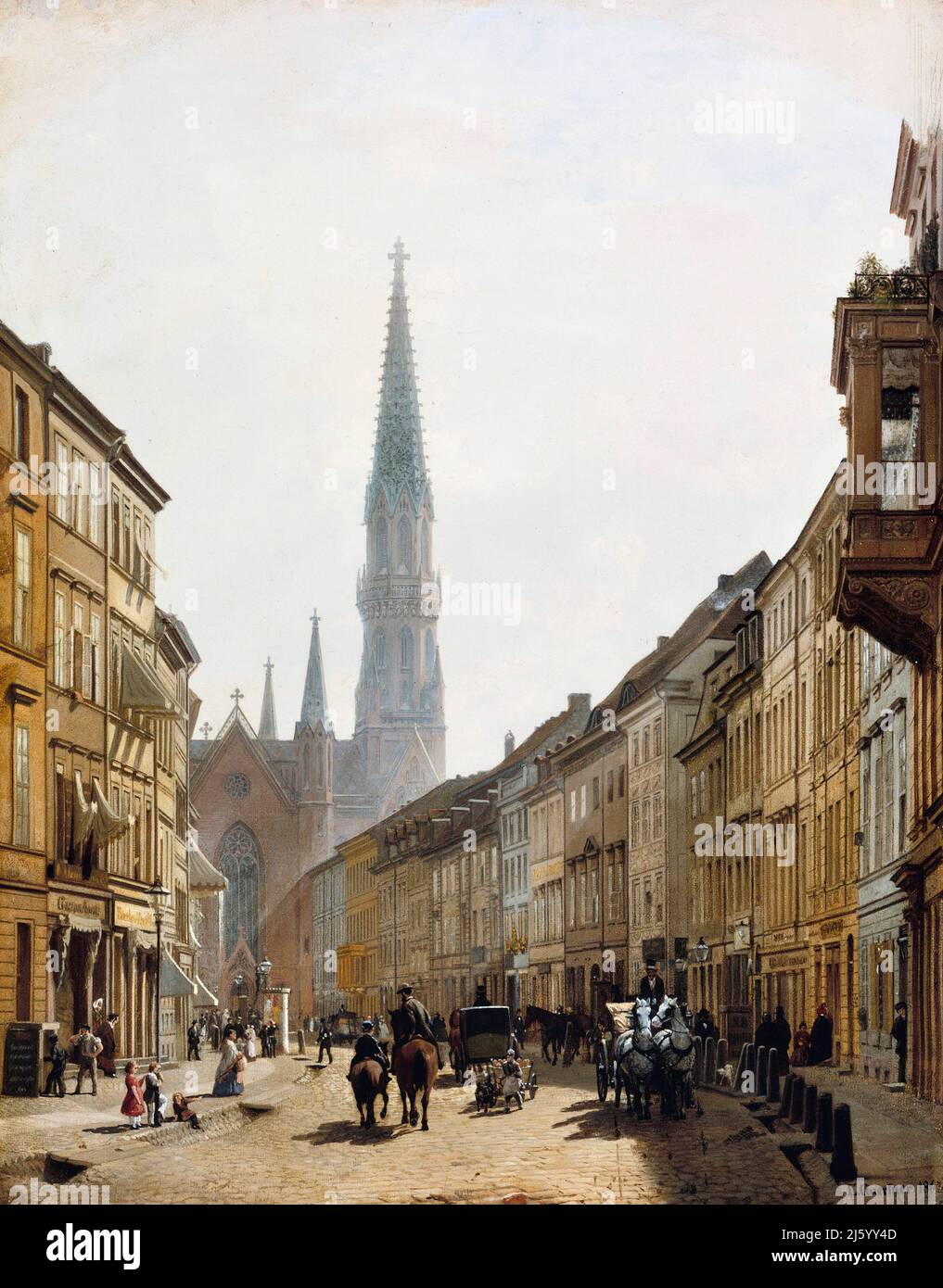 Brüderstraße dell'artista tedesco Eduard Gaertner (1801-1877), olio su tela, 1863 Foto Stock
