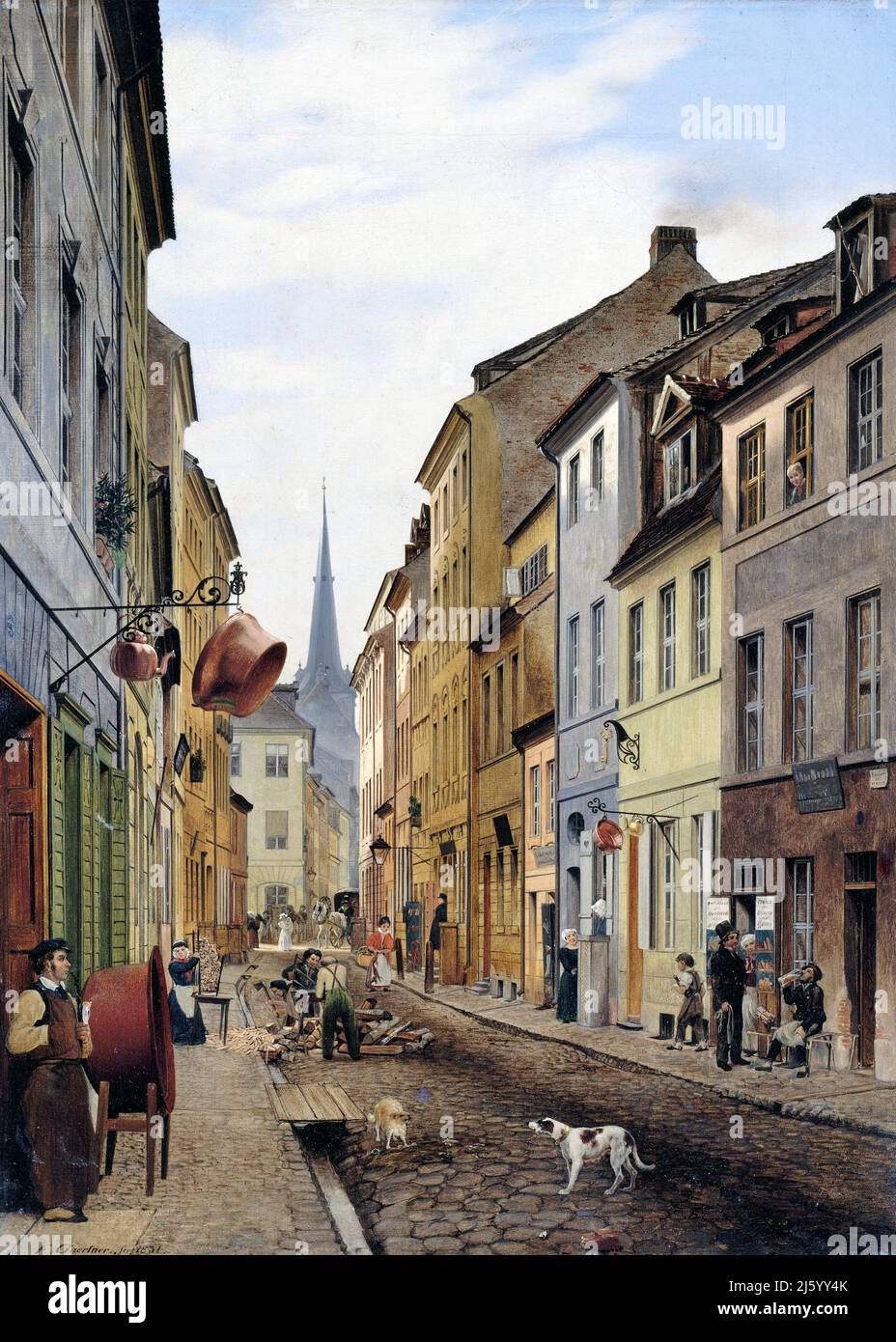 Parocialstraße dell'artista tedesco Eduard Gaertner (1801-1877), olio su tela, 1831 Foto Stock