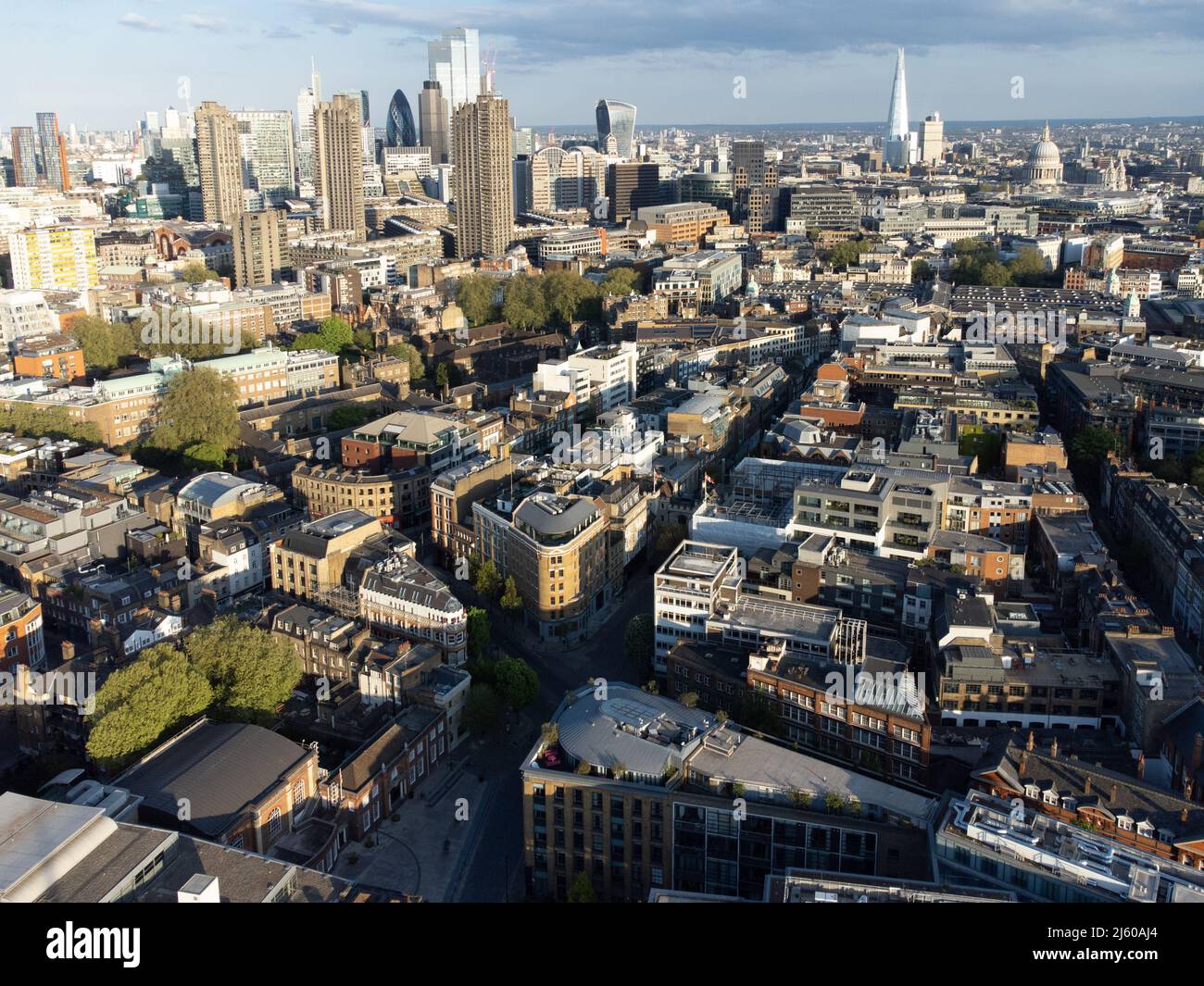 Clerkenwell e Farringdon verso la tenuta e il centro di Barbican, londra, inghilterra Foto Stock