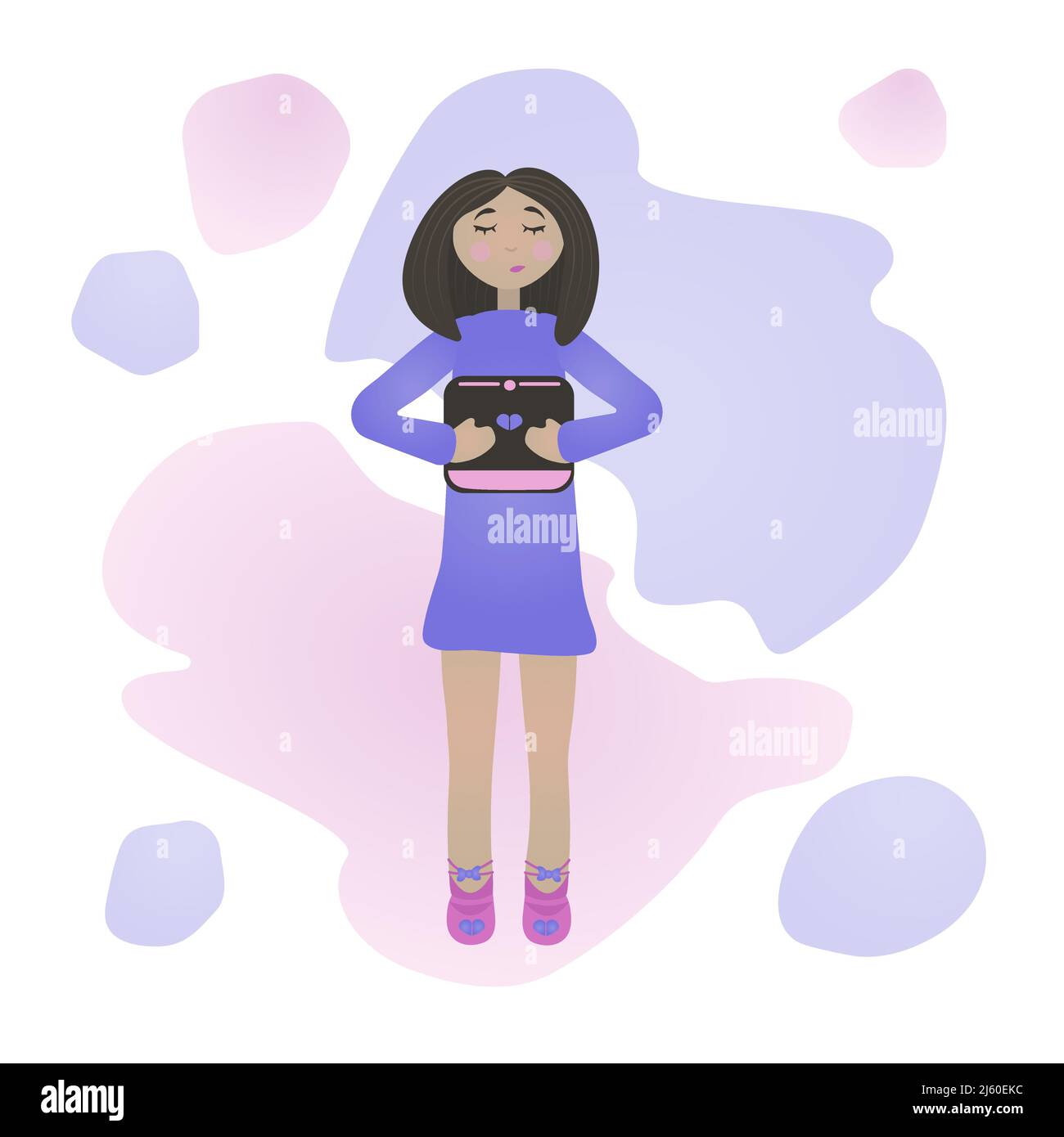 Donna con un tablet, illustrazione colorata Illustrazione Vettoriale