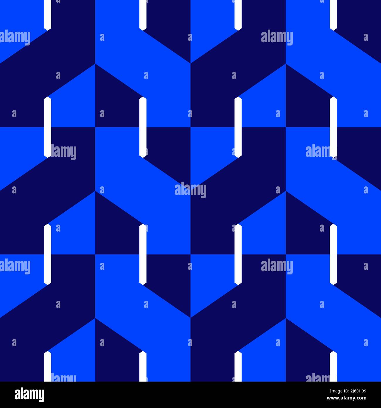 Astratto zigzag forma un pattern vettoriale senza giunture blu. Illustrazione Vettoriale