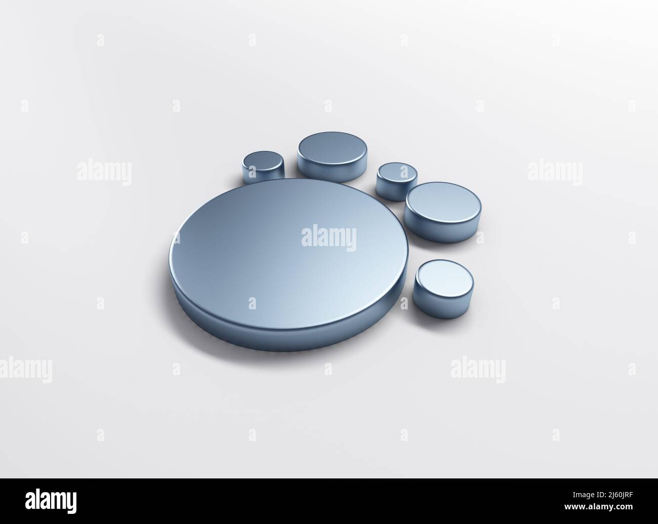 Cerchi di affari intorno alle statistiche della torta icona simbolo blu lucido colore 3D immagine rendering grafico immagine modello sfondo Foto Stock