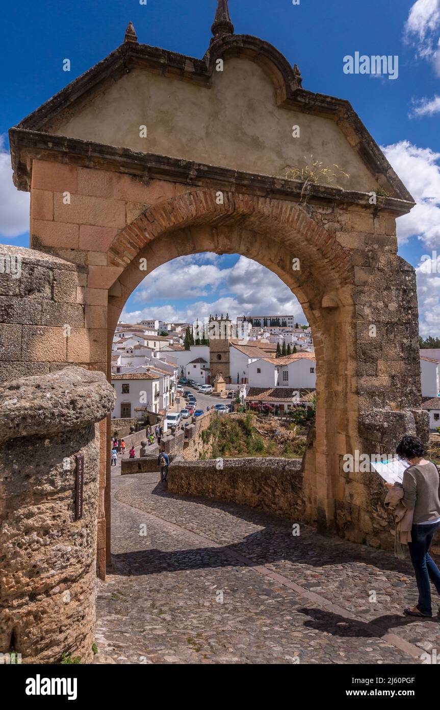 Antico sentiero nel piccolo villaggio di Ronda città moresca Foto Stock