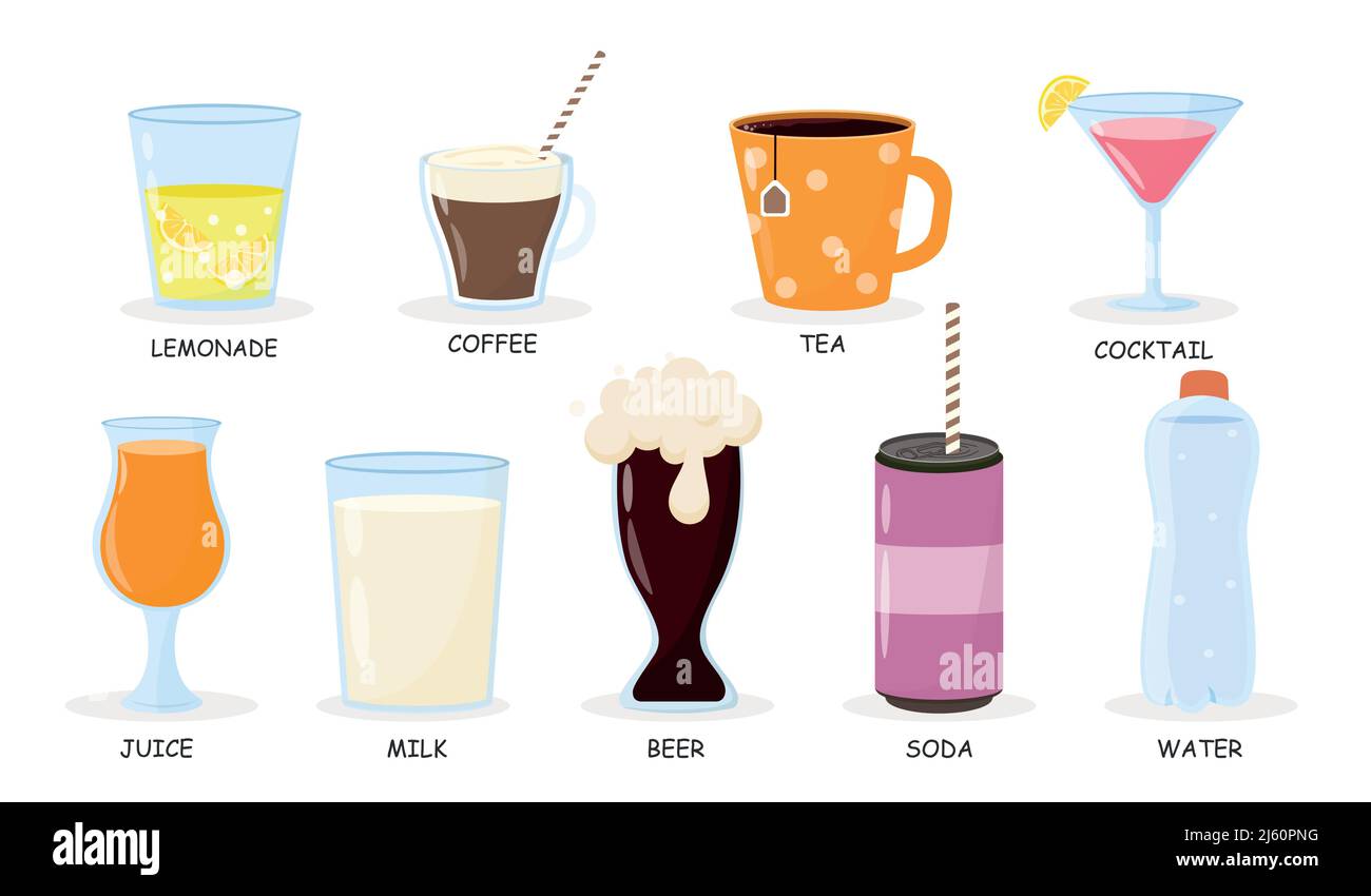 Set di gustosi drink Illustrazione Vettoriale