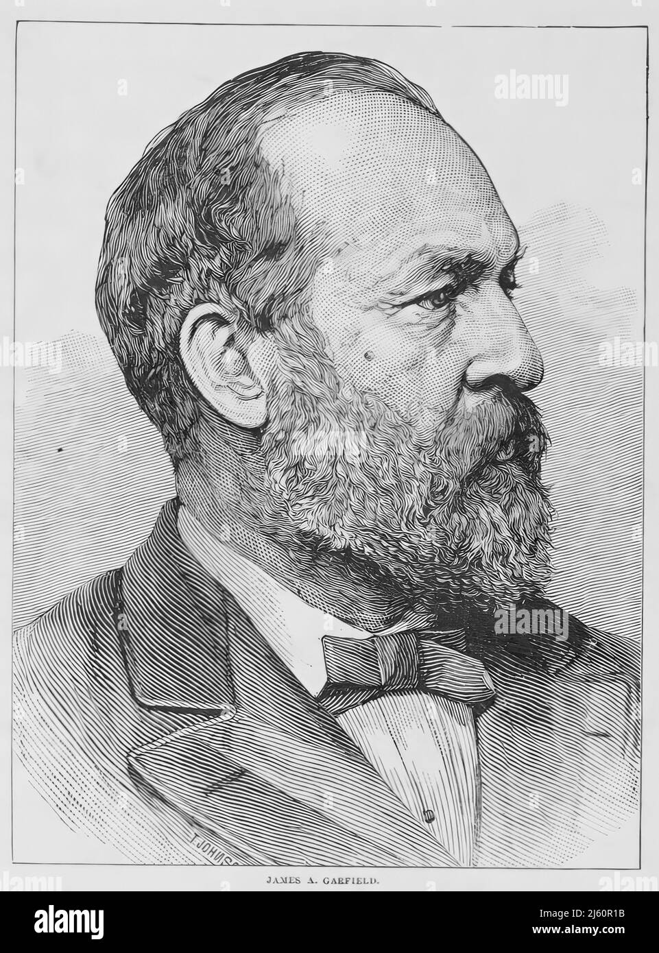 Ritratto di James Abram Garfield, 20th Presidente degli Stati Uniti. illustrazione del 19th secolo Foto Stock
