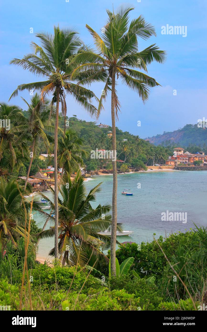 Vista di Unawatuna, Sri Lanka Foto Stock