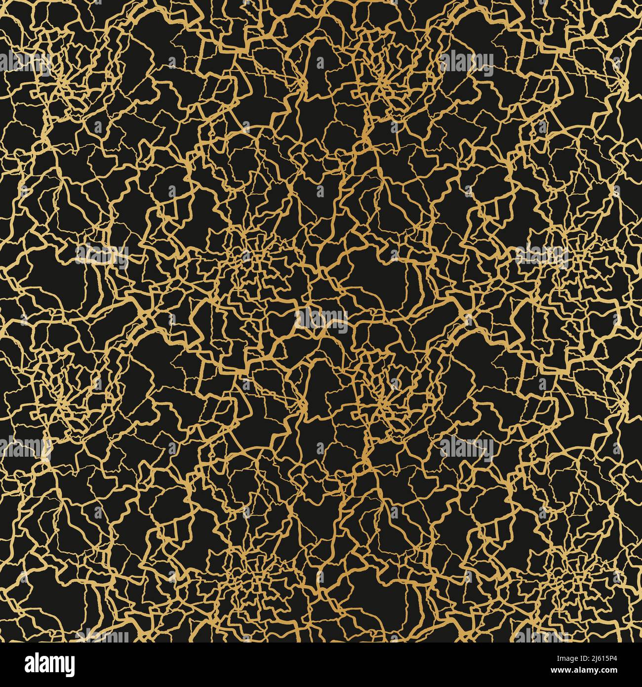 kintsugi arte disegno senza giunture di schegge e frammenti diversi con linee dorate su sfondo reale scuro. Illustrazione Vettoriale