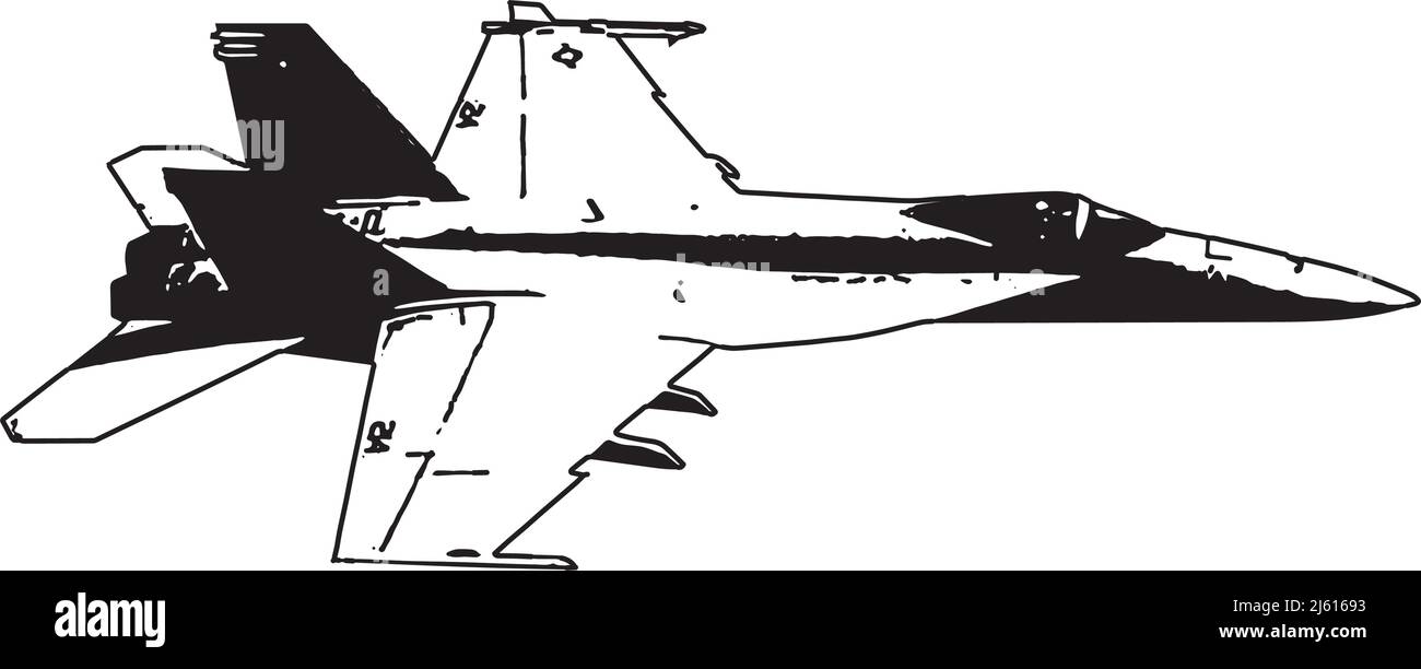 F18 Logo di disegno linea semplice Hornet Illustrazione Vettoriale