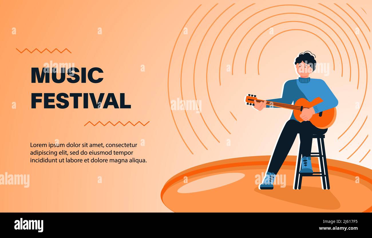Modello banner sito Web con festival di musica dal vivo Foto Stock
