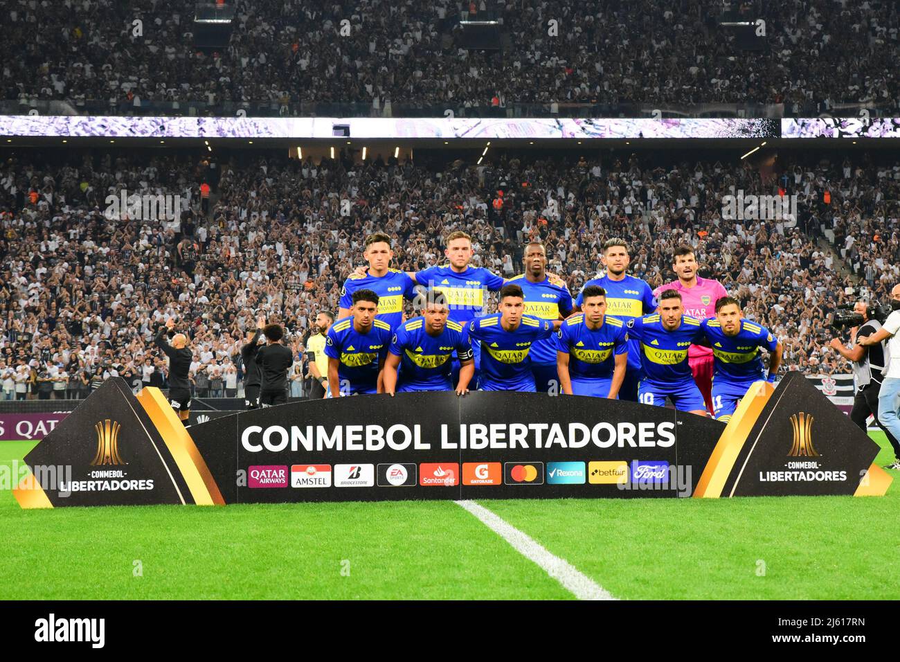 26 aprile 2022, SÃ Paulo, SÃ Paulo, Brasile, Brasile: SÃƒO PAULO, BRASILE - APRILE 26: Giocatori di Boca Junior prima di Copa CONMEBOL Libertadores partita tra S.C. Corinthians e Boca Junior all'Arena Corinthians il 26 Aprile 2022 a SÃ£o Paulo, Brasile. (Credit Image: © Leandro Bernardes/PX Imagens via ZUMA Press Wire) Foto Stock