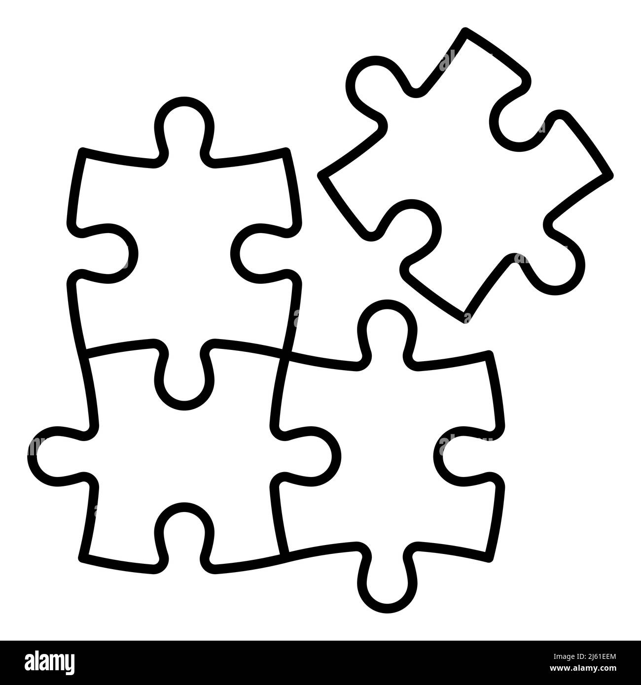 Puzzle pezzi di puzzle sottile linea icona Illustrazione Vettoriale