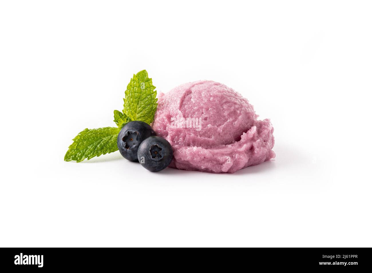 Paletta per gelato al mirtillo isolata su sfondo bianco Foto Stock