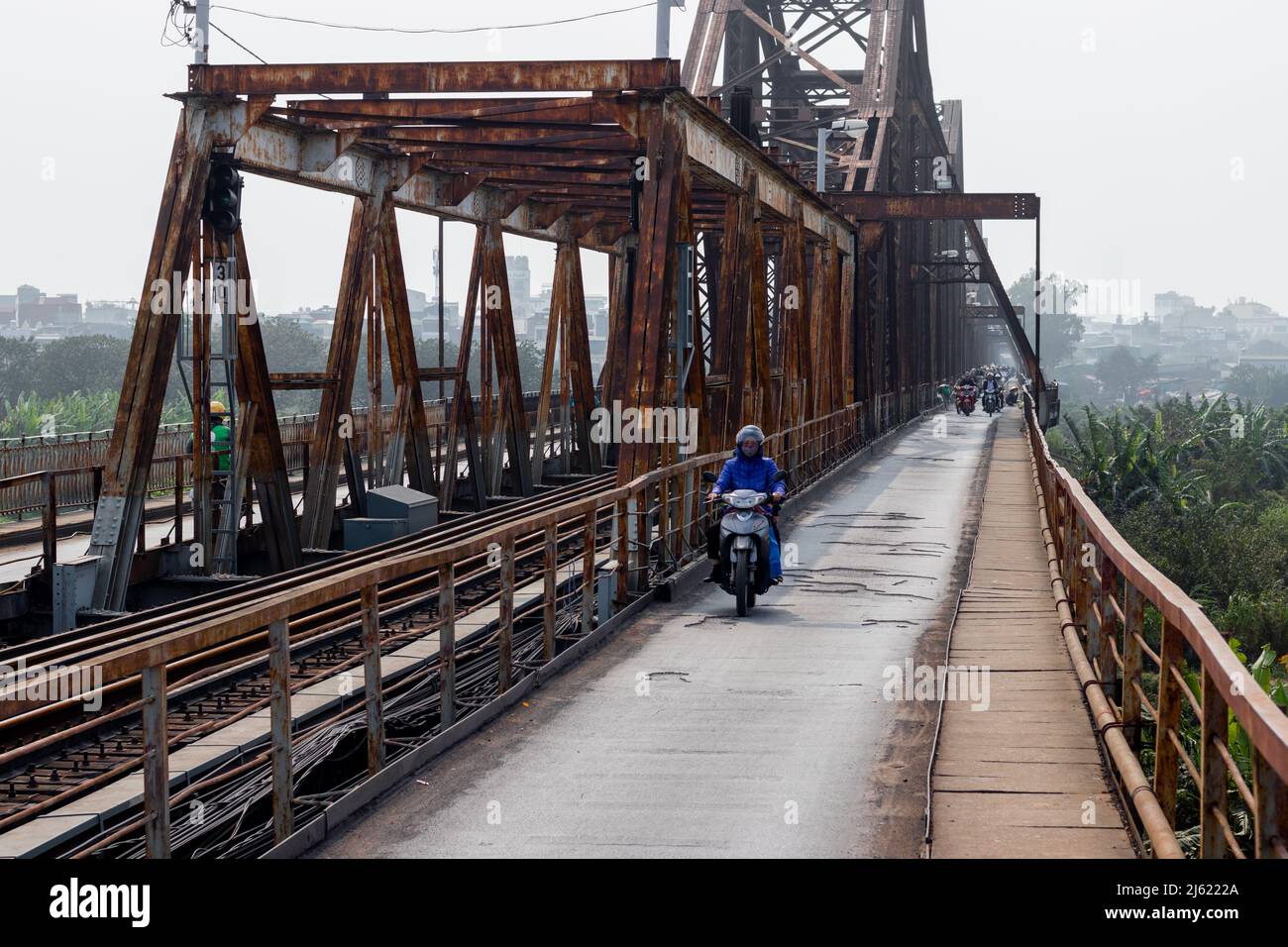 Ponte lungo Bien, Cầu Long Biên - Hà Nội Foto Stock