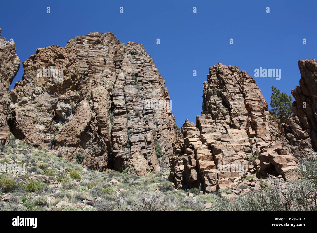 Roques de Garcia - Vista dal sentiero escursionistico Sendero 3 nel Parco Nazionale del Teide a Tenerife Foto Stock