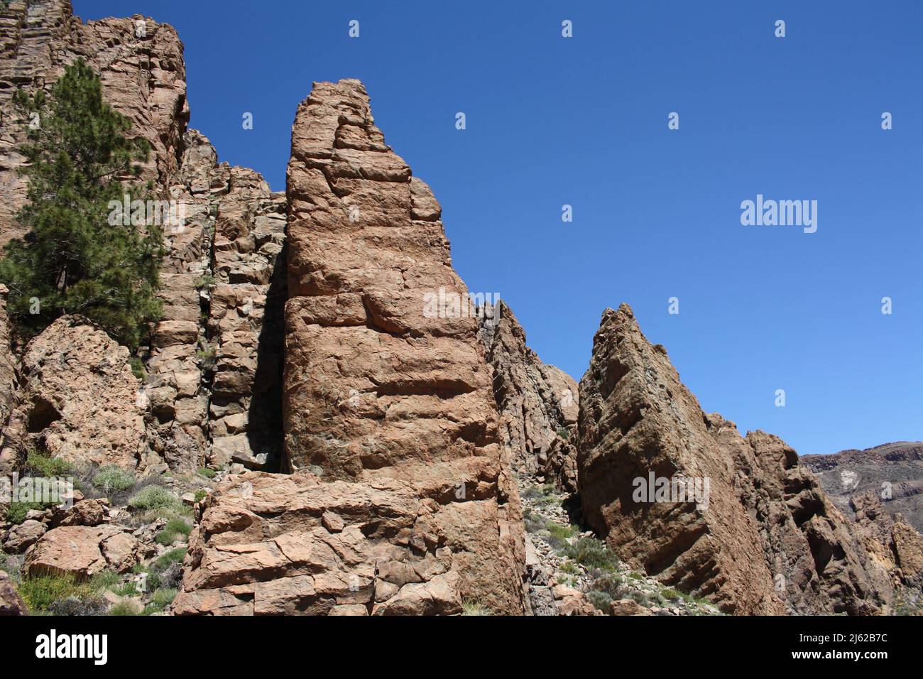 Roques de Garcia - Vista dal sentiero escursionistico Sendero 3 nel Parco Nazionale del Teide a Tenerife Foto Stock