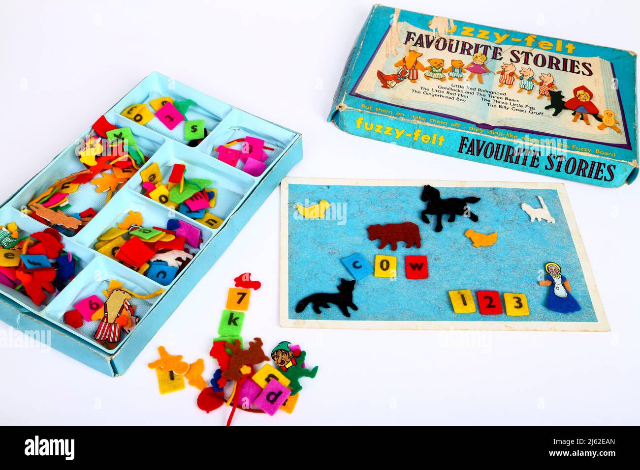 Old vintage Tatty Fuzzy-feltro bambino immagine fare giocattolo Foto Stock