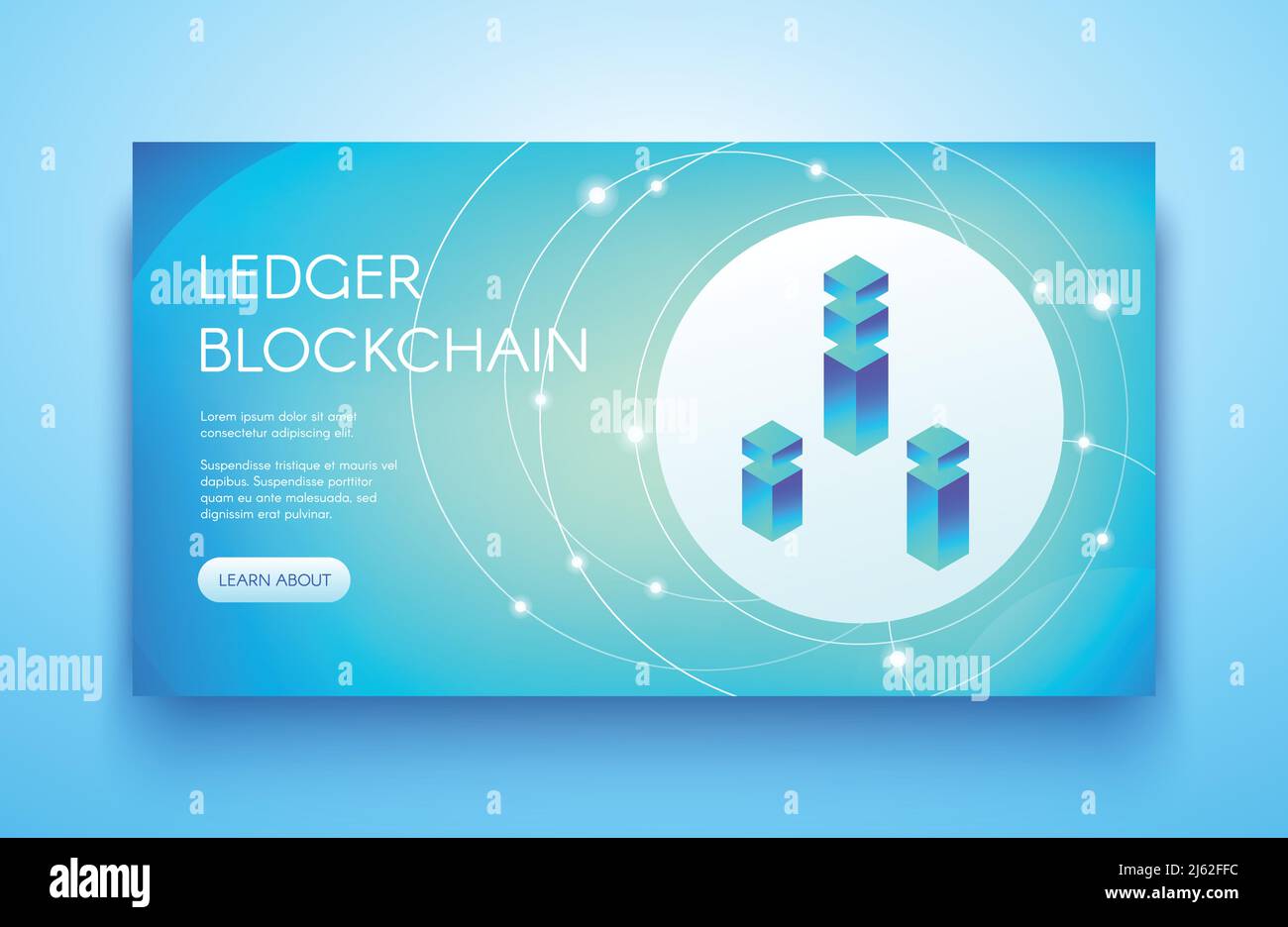 Illustrazione vettoriale ledger blockchain per la criptovaluta o la tecnologia ICO e API. Server di comunicazione digitale per mining di moneta crittografica bit coin f Illustrazione Vettoriale