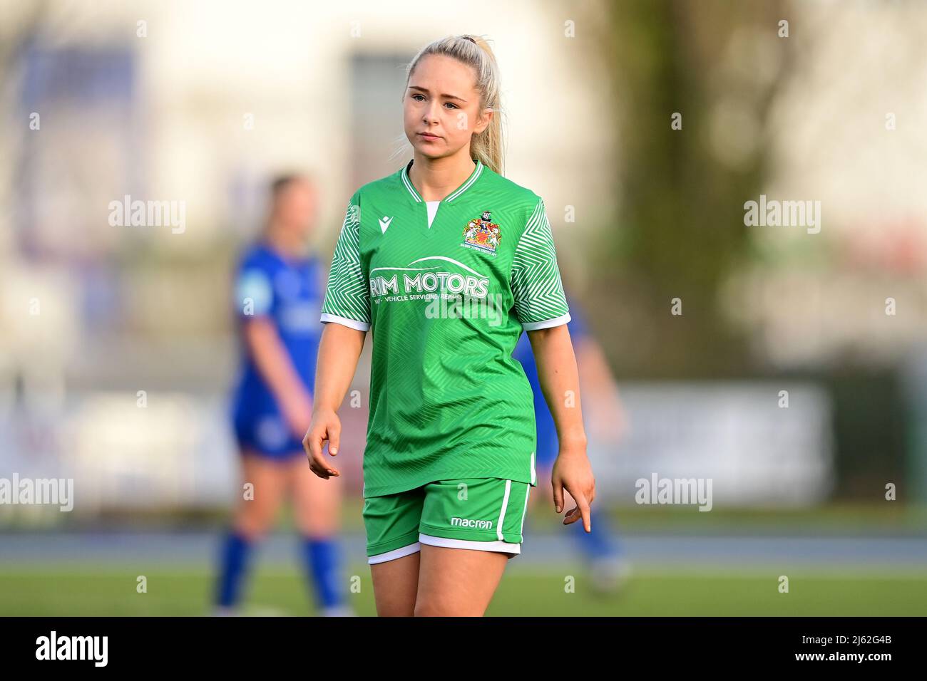 CARDIFF, GALLES - 30 GENNAIO 2022: Grazia OÕRiley di Barry Town Ladies durante la tappa del Trofeo di Geno Adran tra Cardiff City Women e Barr Foto Stock