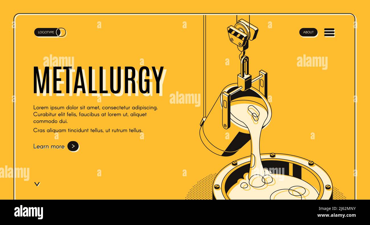 Rete vettoriale isometrica degli impianti metallurgici. Colata di acciaio fuso o minerale di ferro in forma durante il processo di fusione, illustrazione della linea. Industria pesante, Illustrazione Vettoriale