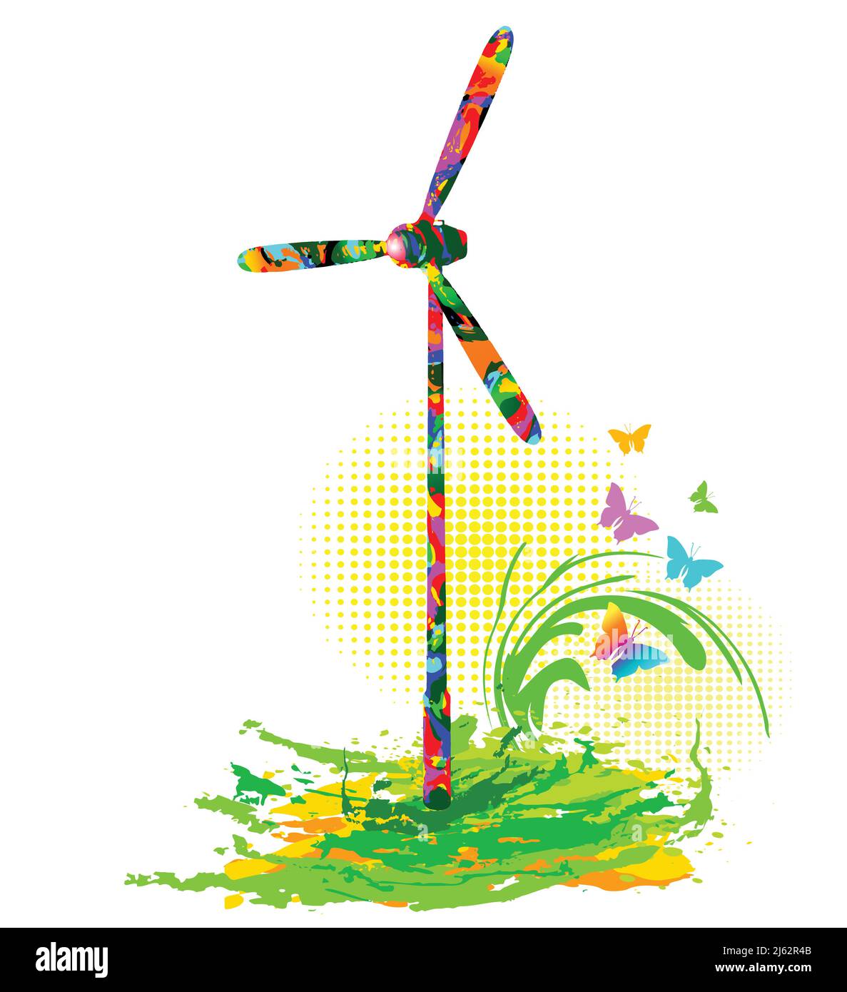 Turbine eoliche generazione ecologica alternativa di energia verde Illustrazione Vettoriale