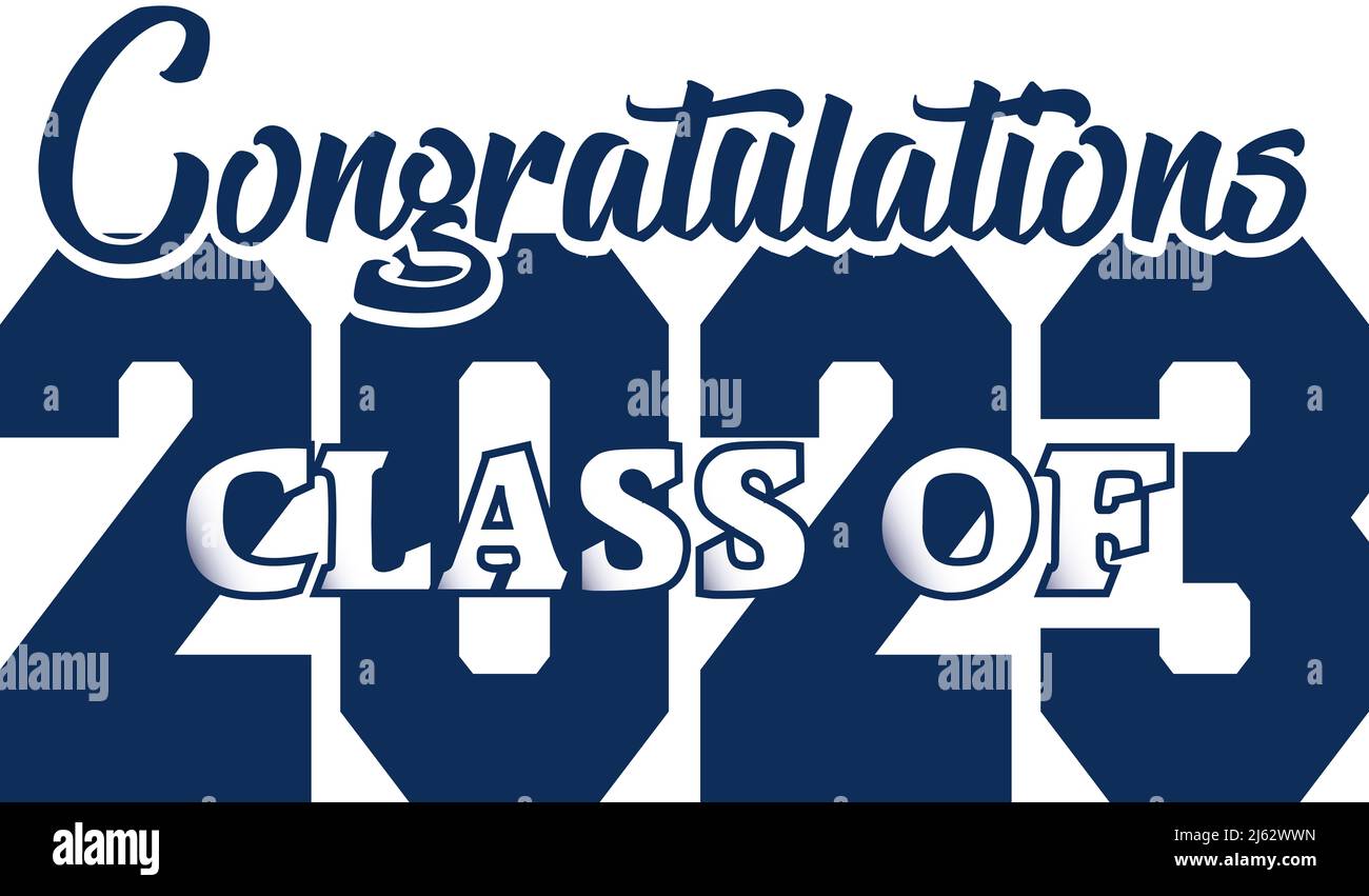 Classe Blue Congratulations con logo Creative Graduation 2023 Foto Stock