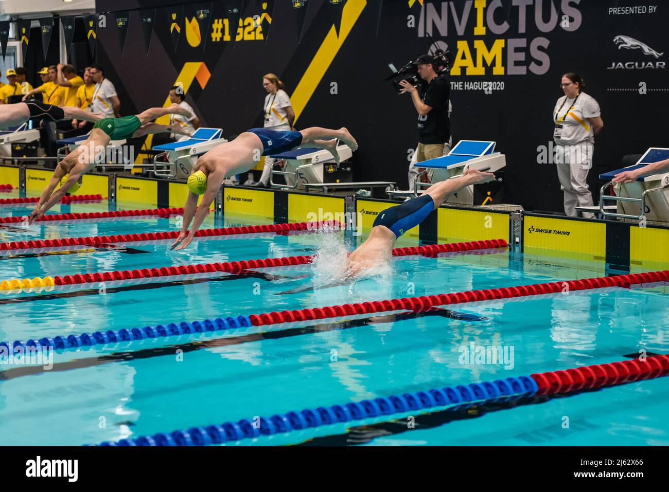 Gli Invictus Games a Het Hofbad l'Aia, Paesi Bassi. Evento di nuoto. Data foto: aprile 2022 Foto Stock