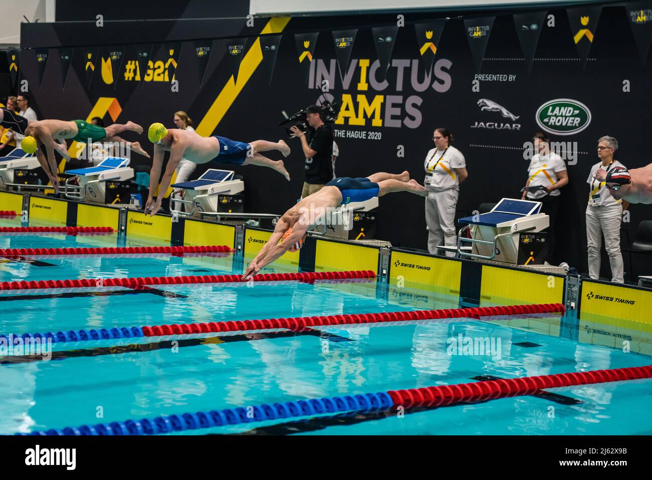 Gli Invictus Games a Het Hofbad l'Aia, Paesi Bassi. Evento di nuoto. Data foto: aprile 2022 Foto Stock