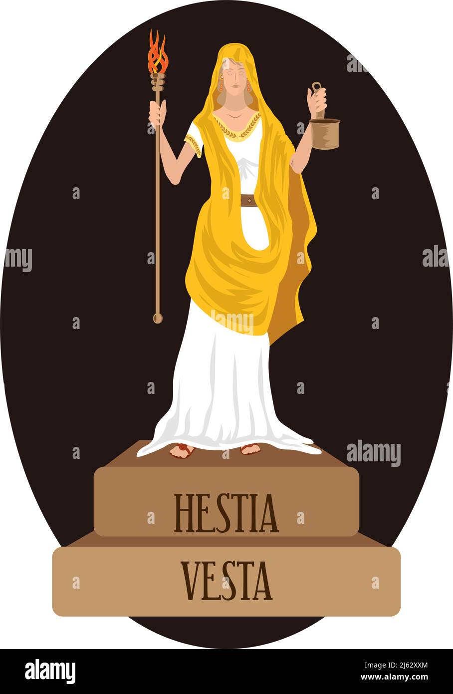 Vettore illustrativo isolato di divinità romane e greche, Hestia, Vesta Illustrazione Vettoriale