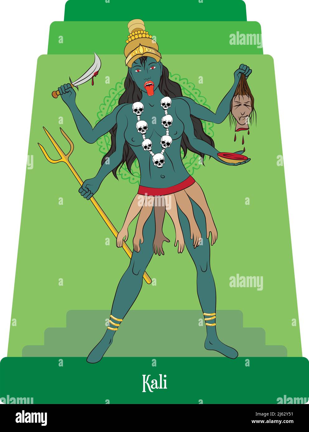 Vettore di illustrazione isolato di religione e mitologia indiana, dèi induisti, Kali Illustrazione Vettoriale Vettore di illustrazione isolato di religione e mitologia indiana, dèi induisti, Kali Illustrazione Vettoriale