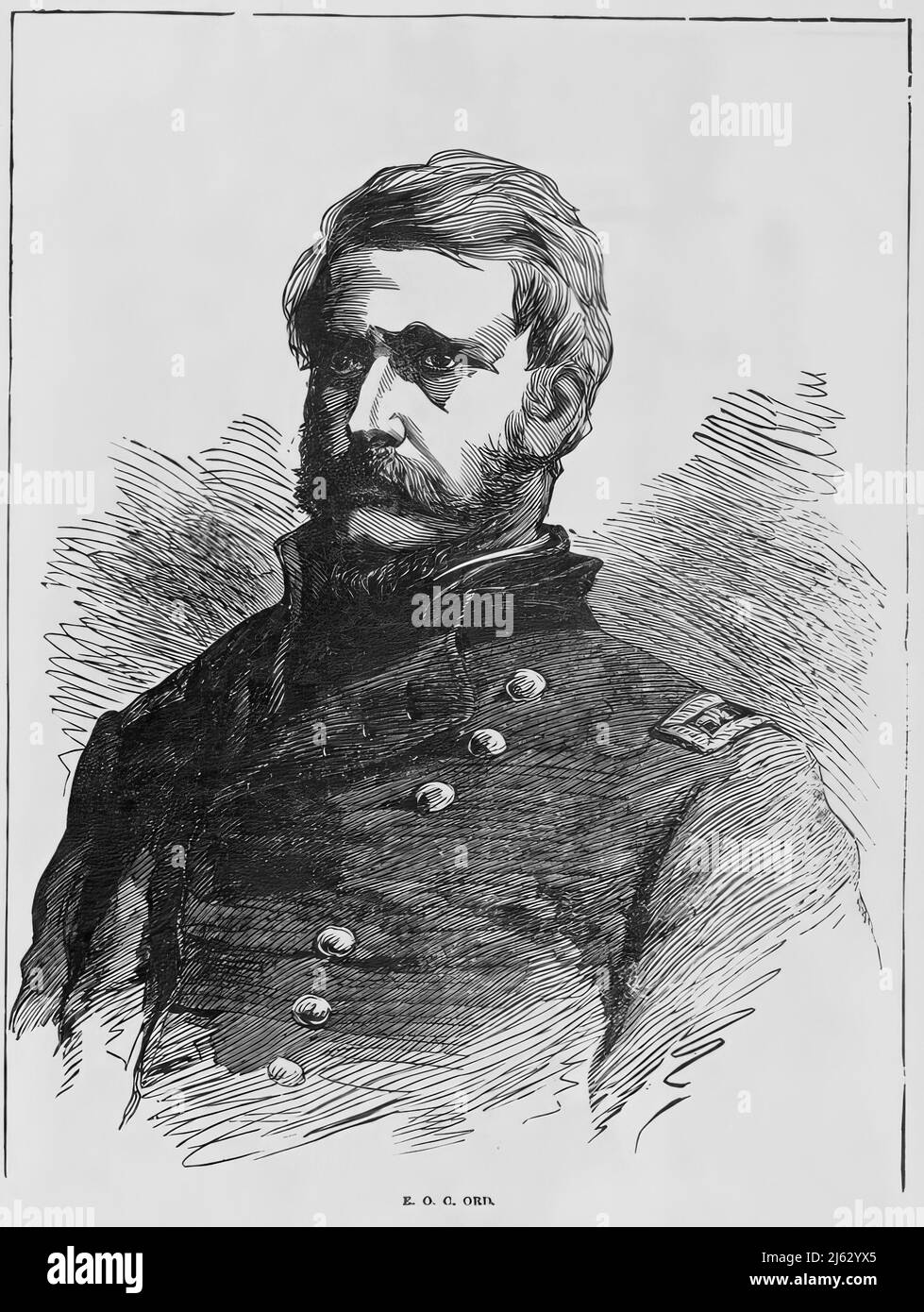Ritratto di Edward Otho Cresap Ord, generale dell'esercito dell'Unione nella guerra civile americana. illustrazione del 19th secolo Foto Stock