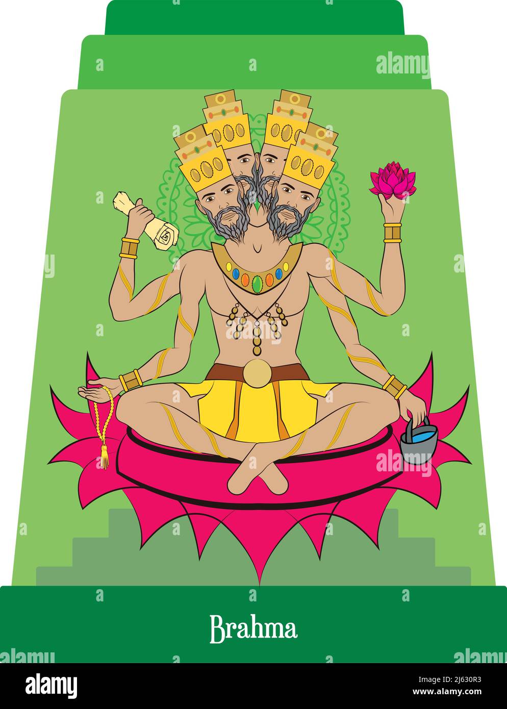 Vettore di illustrazione isolato di religione e mitologia indiana, dèi induisti, Brahma Illustrazione Vettoriale Vettore di illustrazione isolato di religione e mitologia indiana, dèi induisti, Brahma Illustrazione Vettoriale