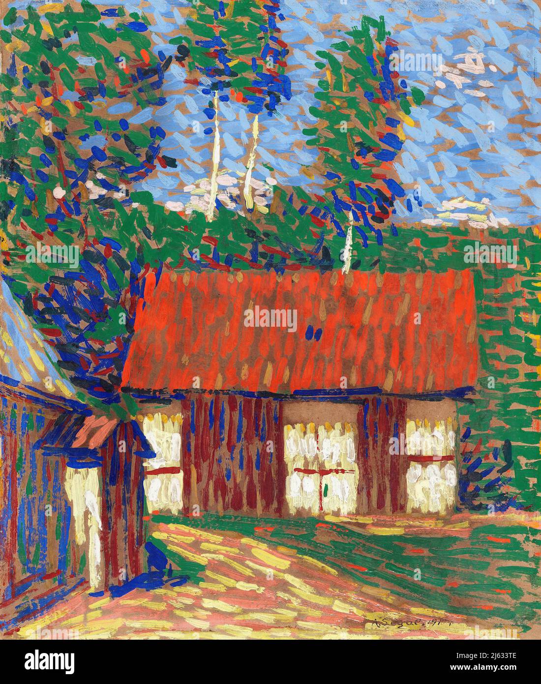 Arte - Pittura Arthur Segal - Rotes Dach (1910) Foto Stock