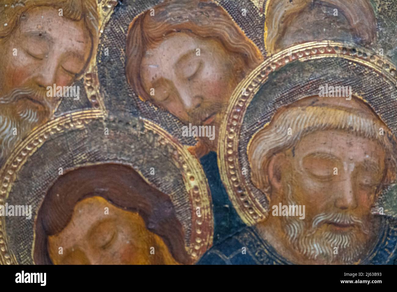 Apostoli addormentati in Getsemani, predella della Passione del Signore, Francesc viene, 1390-1415, tempera in legno, monastero di Puig de Maria, Maiorca, Foto Stock