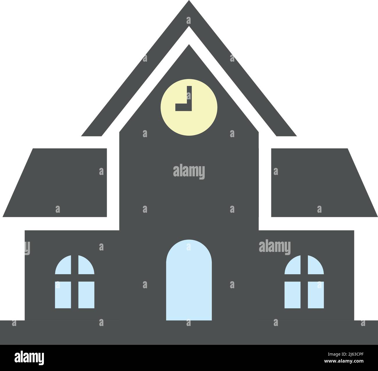Icona formazione. Facciata dell'edificio scolastico. Simbolo di architettura Illustrazione Vettoriale