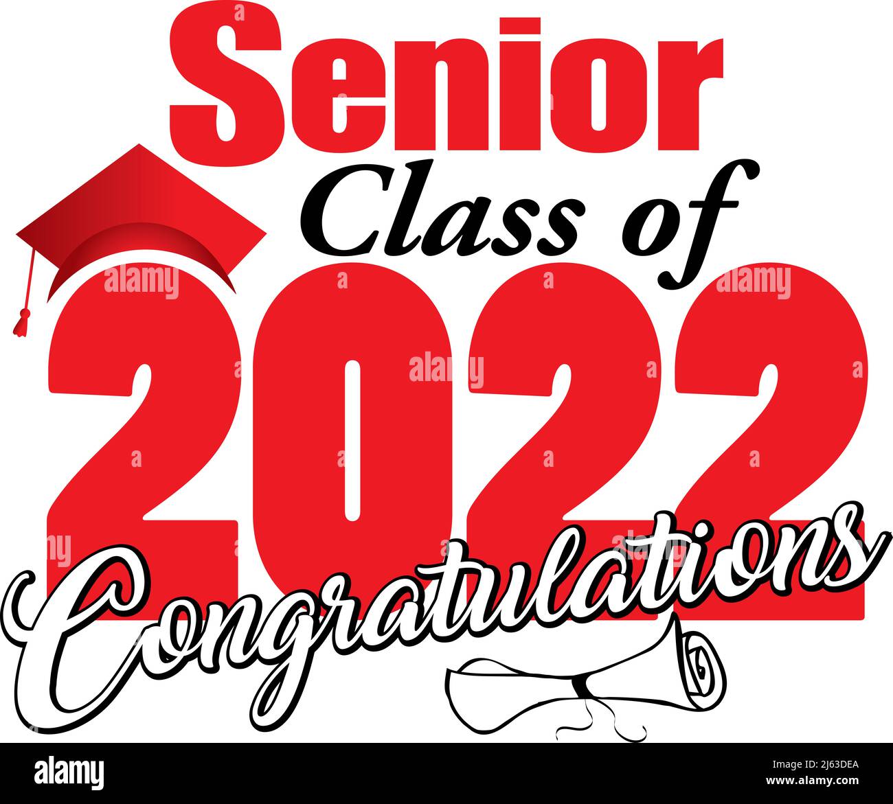Congratulazioni Classe di 2023 rosso e nero Foto Stock