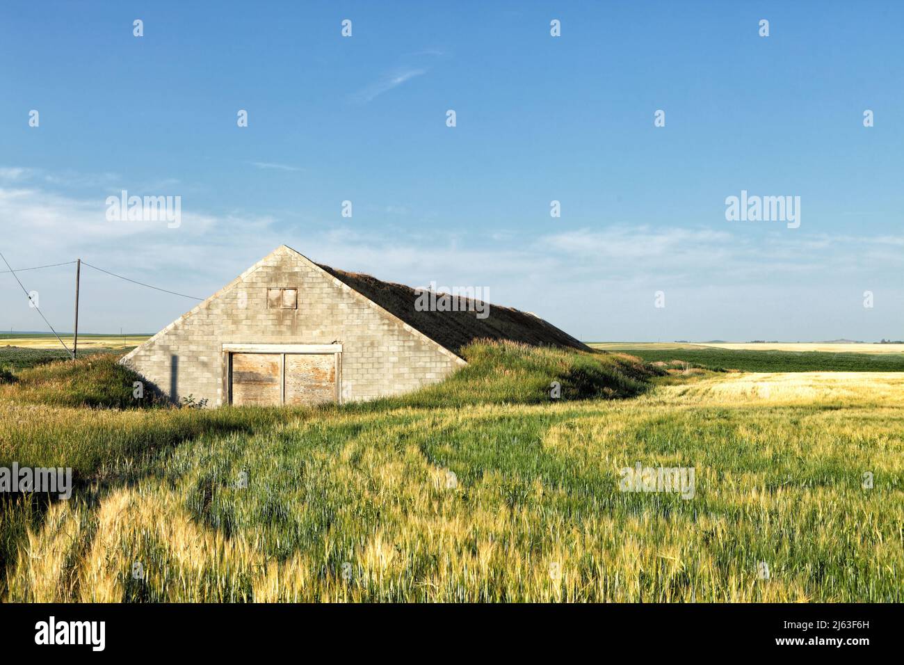 Una cantina di patate d'epoca dell'Idaho, per la conservazione delle famose patate dell'Idaho. Questo stile di cantina non è più utilizzato a causa dei nuovi sviluppi tecnologici per b Foto Stock